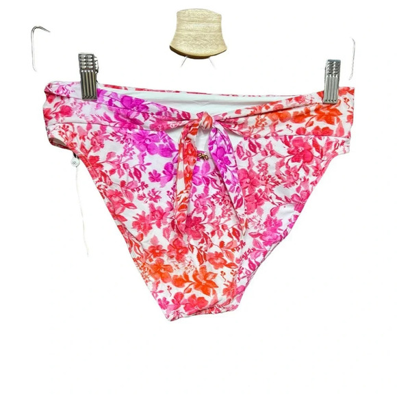 PILYQ Azalea Floral High Waist Bikini Bottoms Pink Size Medium - Picture 4 of 12